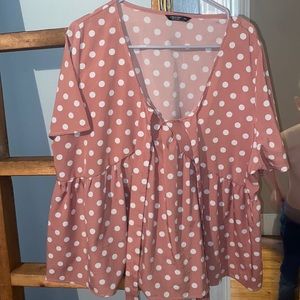 Pink polka dot top